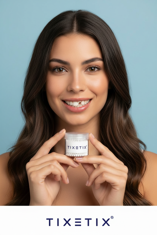 Misma modelo con diente fracturado Tixetix